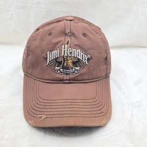 Jimi Hendrix Hat Cap Strap Back Brown Distressed Classic Rock Guitar Music Mens